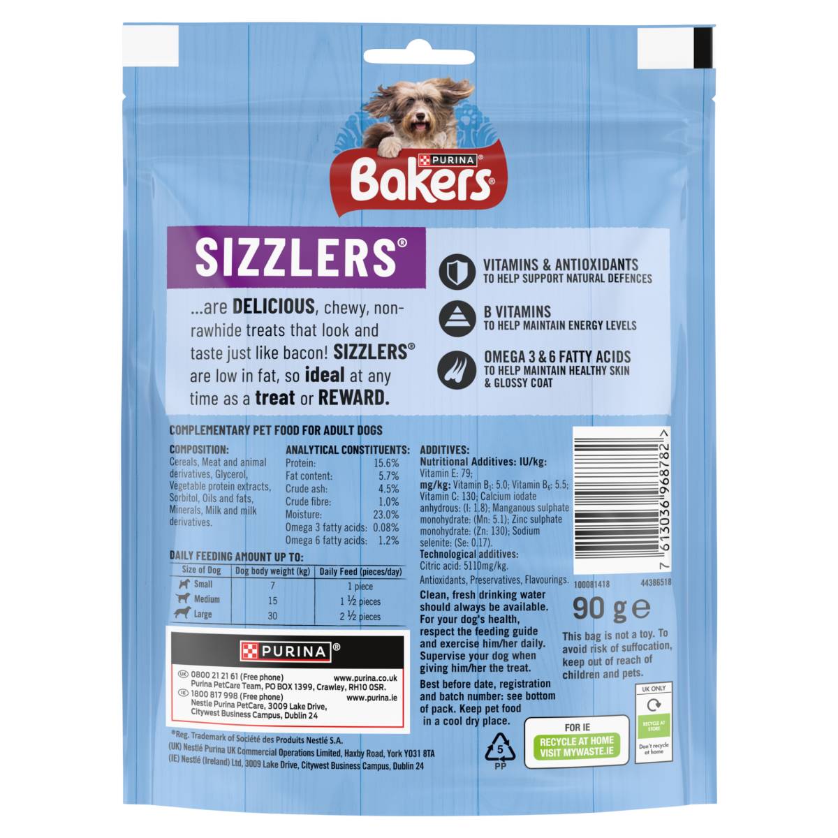 BAKERS Sizzlers Bacon Dog Treats 90g
