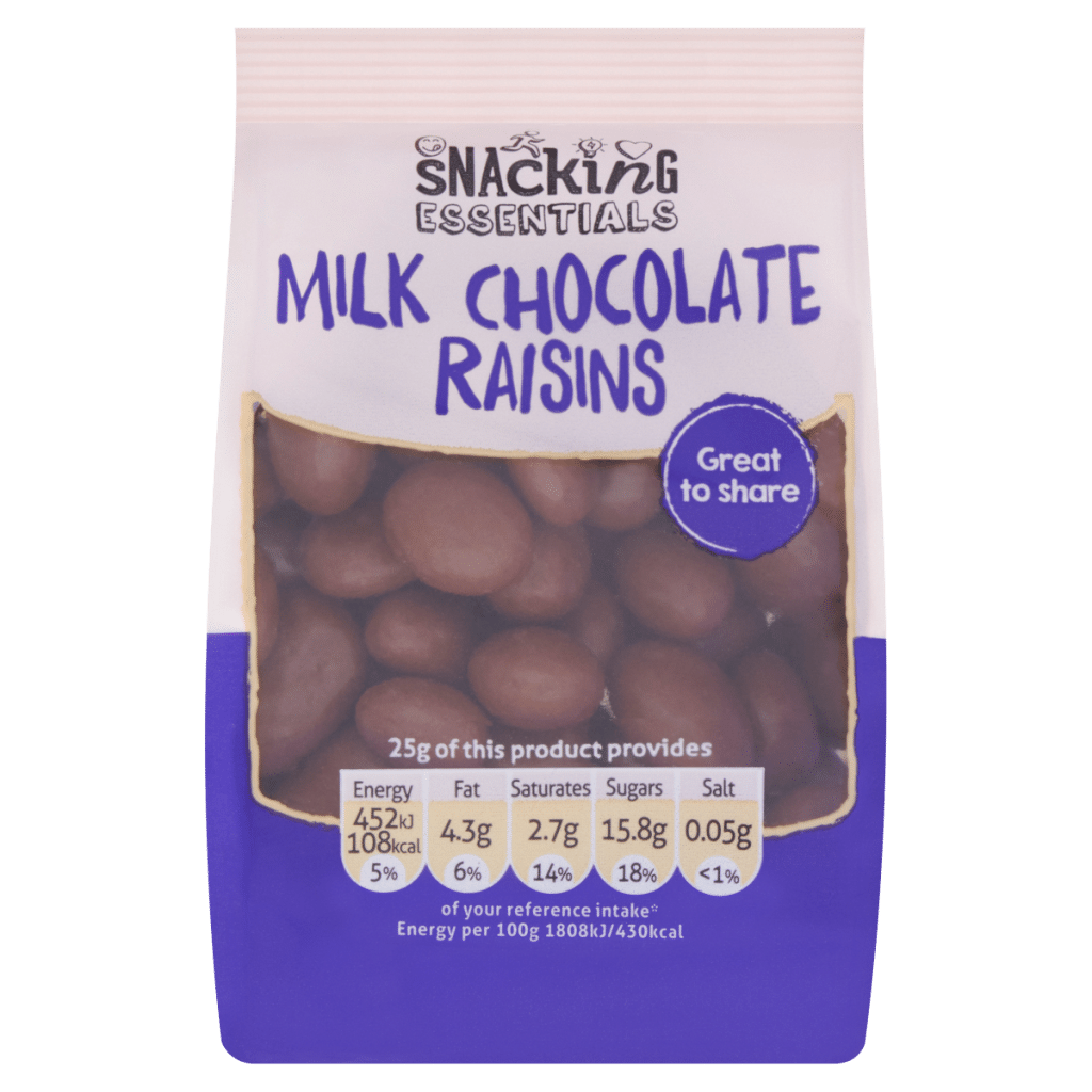 Snacking Essentials Milk Chocolate Raisins 100g
