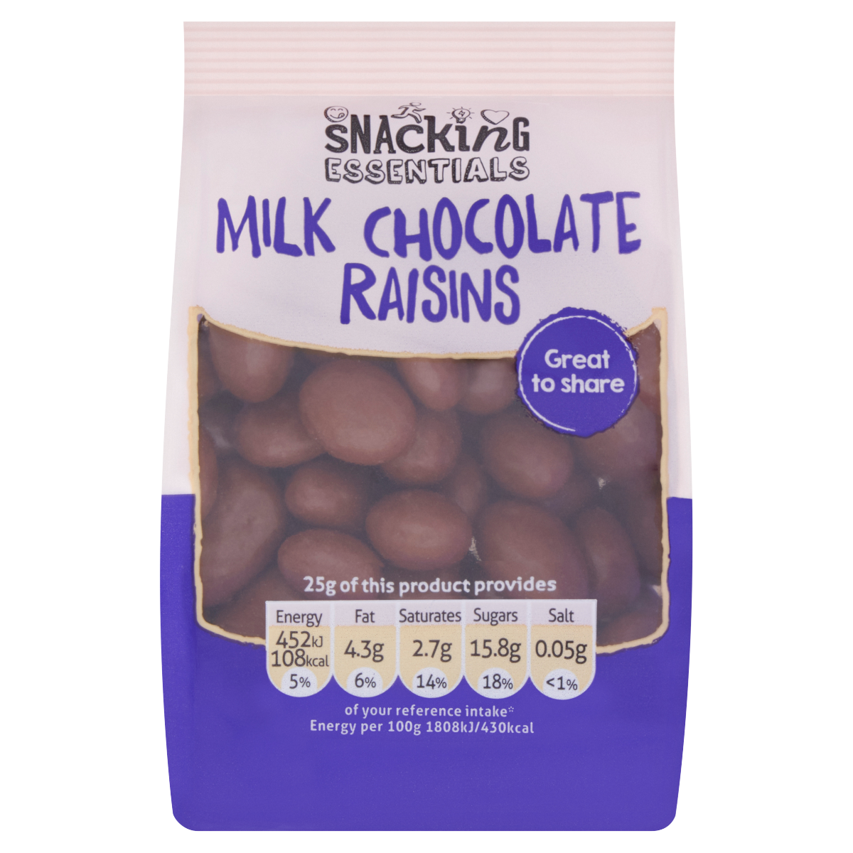 Snacking Essentials Milk Chocolate Raisins 100g