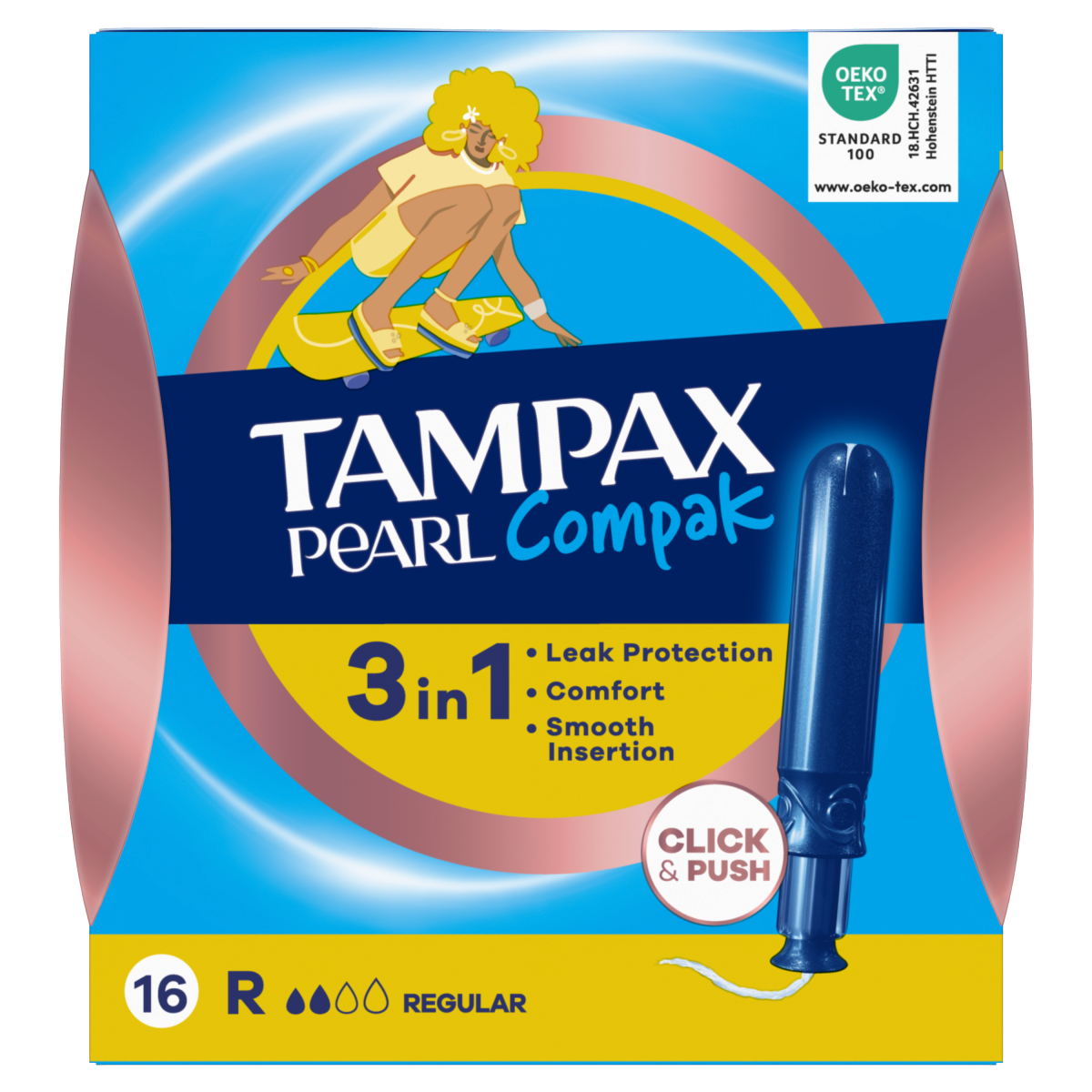 Tampax Pearl Compak Regular Tampons With Applicator x16
