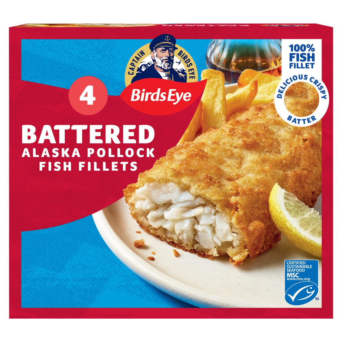 Birds Eye 4 Battered Alaska Pollock Fish Fillets 400g