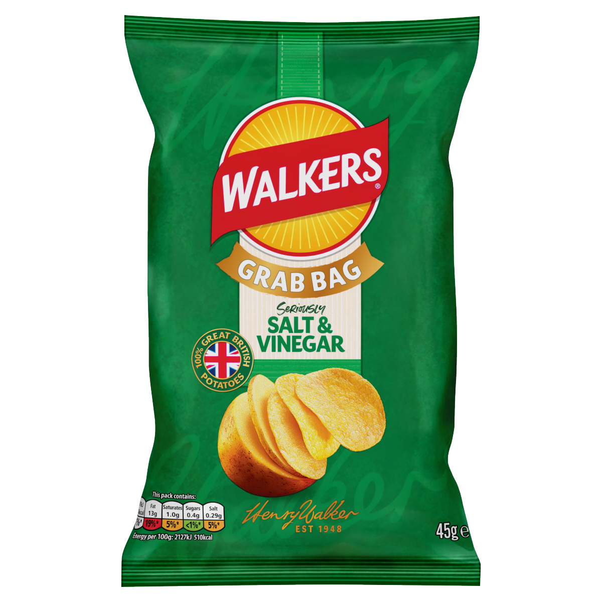 Walkers Salt & Vinegar Grab Bag Crisps 45g
