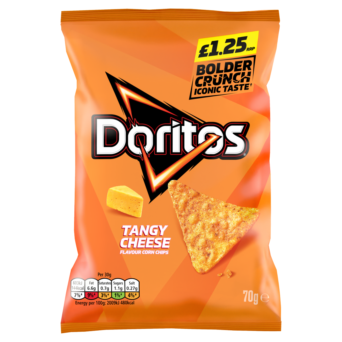 Doritos Tangy Cheese Tortilla Chips Sharing Bag Crisps 70g PMP £1.25 RRP