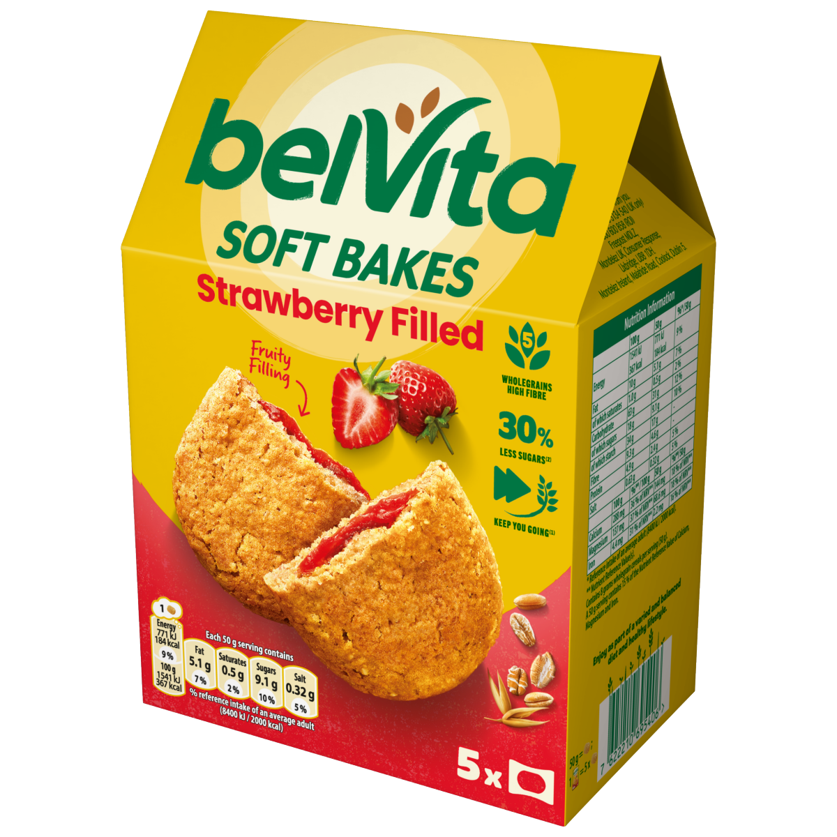 Belvita Soft Bakes Strawberry Filled Cereal Snack Bars Multipack 250g (5 x 50g)