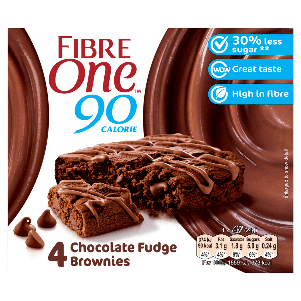 Fibre One 90 Calorie Chocolate Fudge Brownies 4 x 24g (96g)
