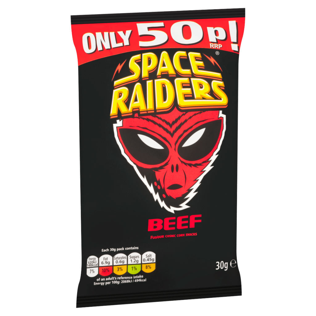 Space Raiders Beef Flavour Cosmic Corn Snacks 30g