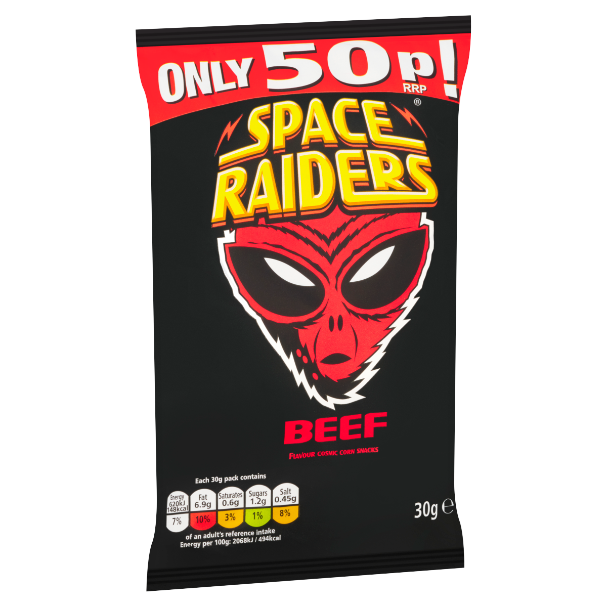 Space Raiders Beef Flavour Cosmic Corn Snacks 30g
