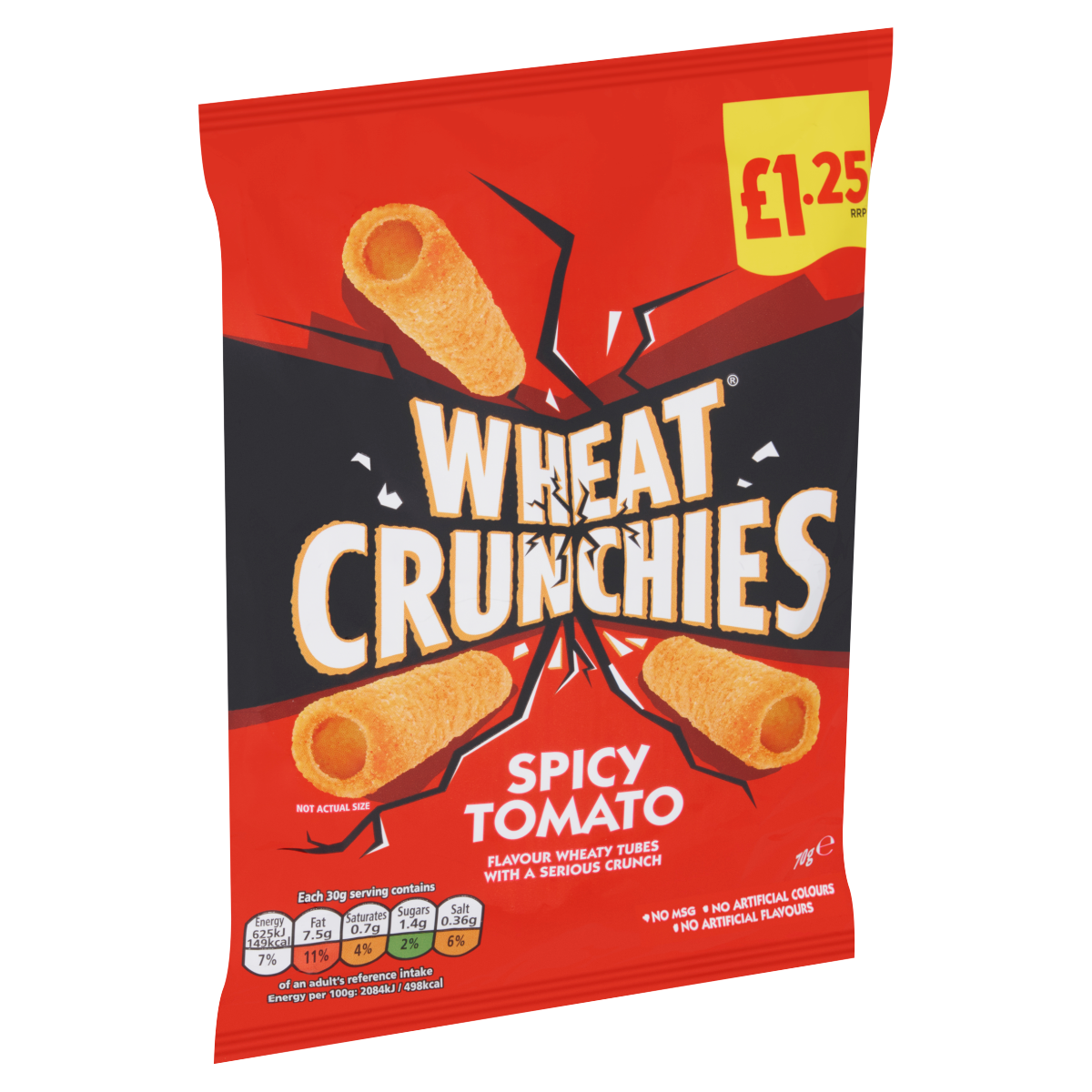 Wheat Crunchies Spicy Tomato Flavour Wheaty Tubes with a Serious Crunch 70g