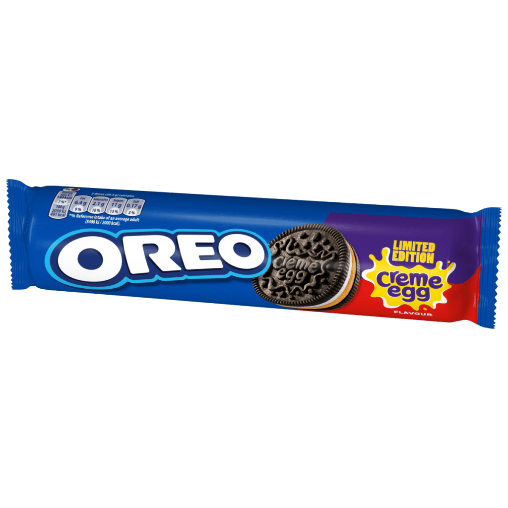 OREO Limited Edition Vanilla and Creme Egg Flavour Chocolate Sandwich biscuits Slug pack 157 g