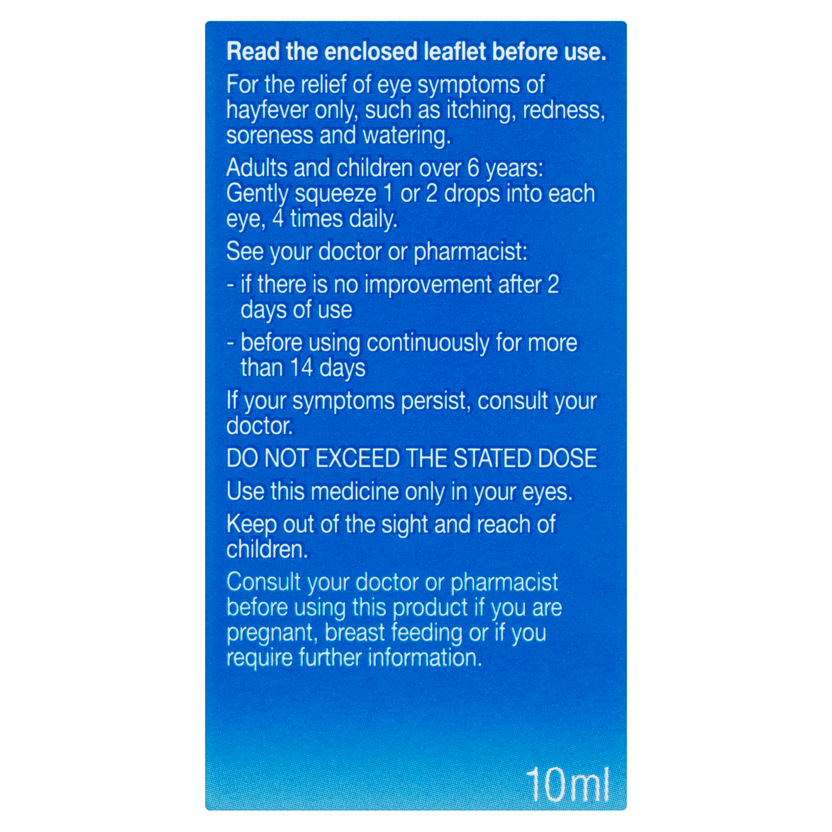 Optrex Hayfever Relief 2% w/v Eye Drops Sodium Cromoglicate 10ml