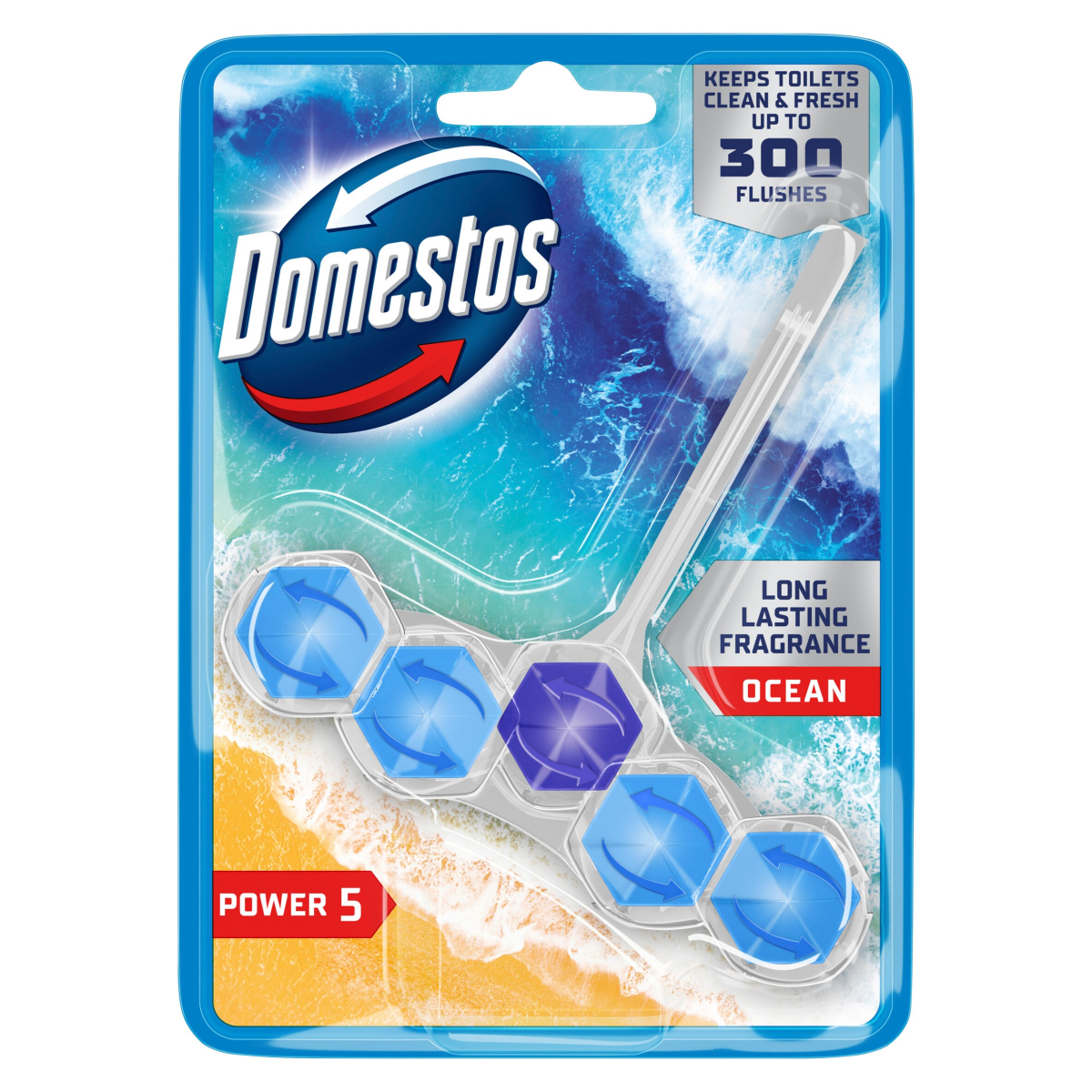 Domestos Power 5 Toilet Rim Block Ocean 50 g