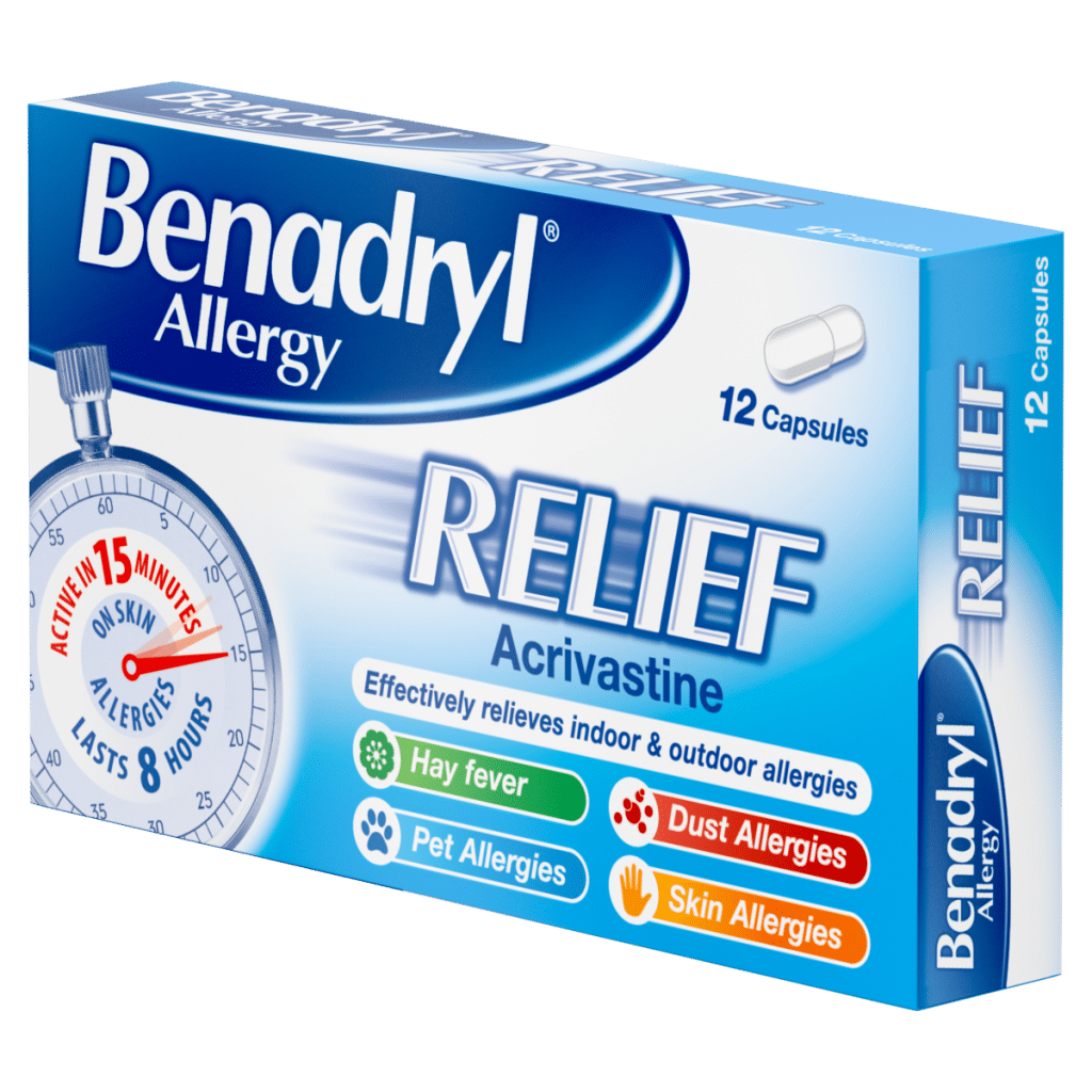 Benadryl Allergy Relief Capsules Fast-Acting Antihistamine 12 Capsules