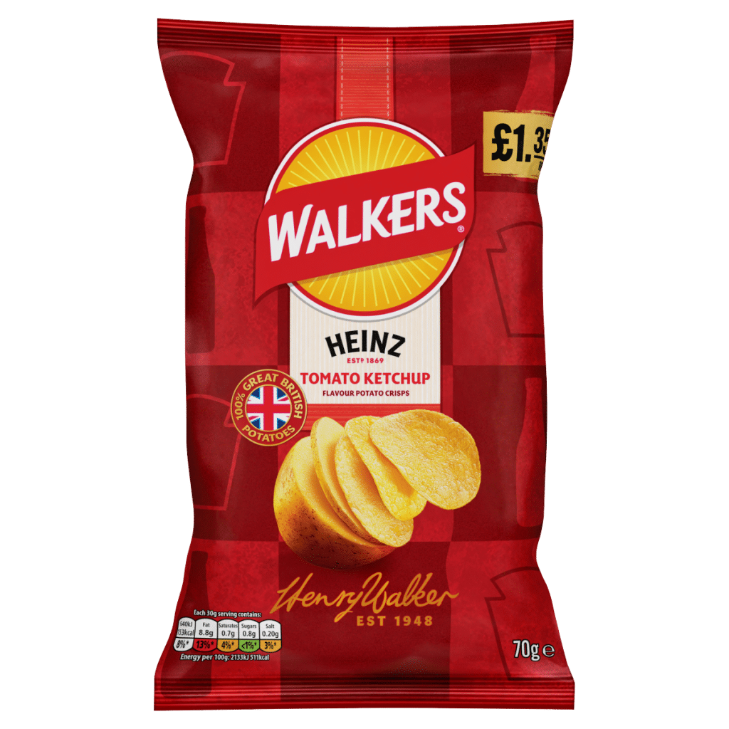 Walkers Heinz Tomato Ketchup Sharing Crisps 70g PMP RRP £1.35