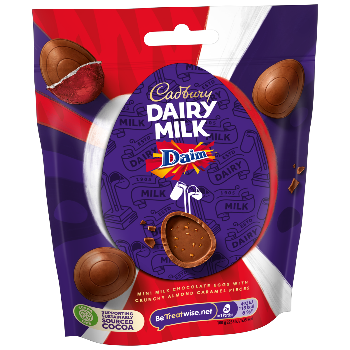 Cadbury Dairy Milk Filled Egg Daim Chocolate Eggs Mini 77g