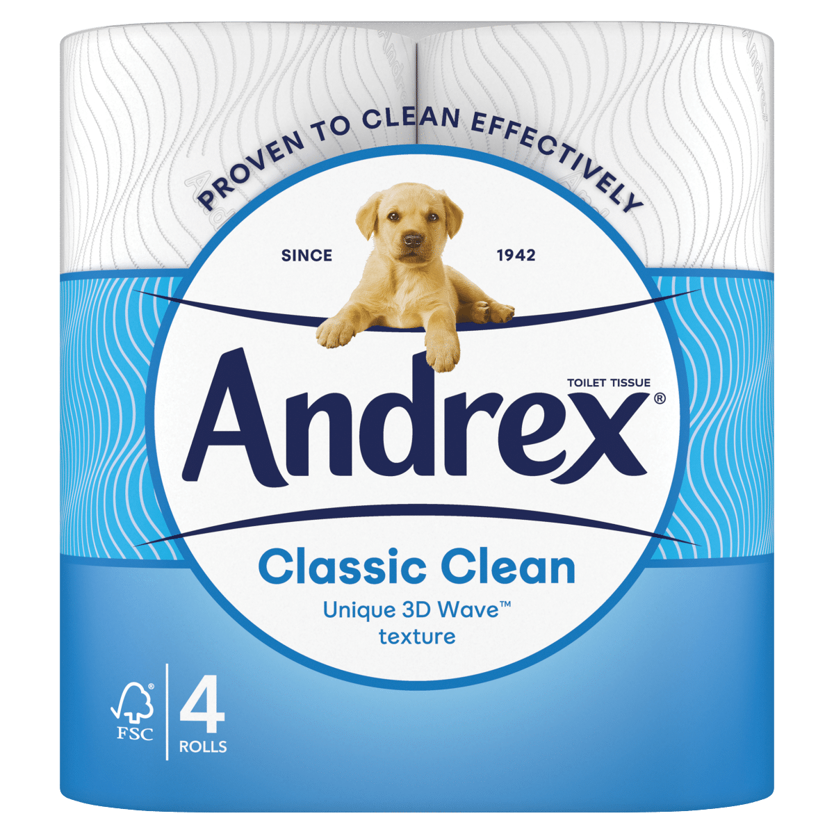 Andrex Classic Clean Toilet Tissue, 4 Rolls One Stop
