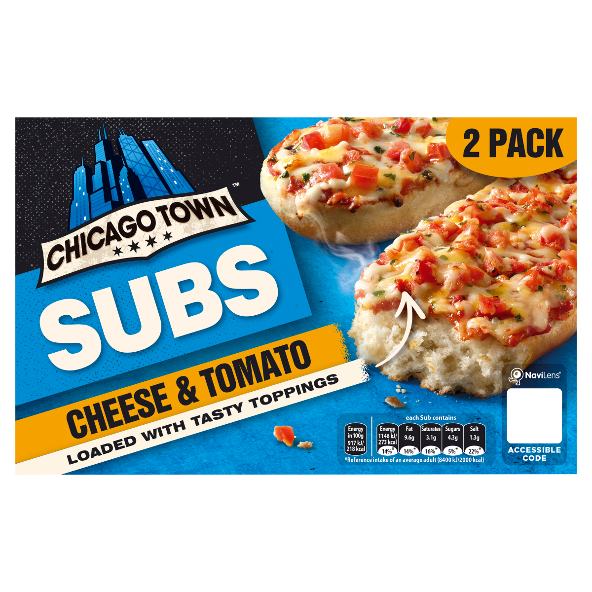 Chicago Town Cheese & Tomato Subs Pizza 2 x 125g (250g)