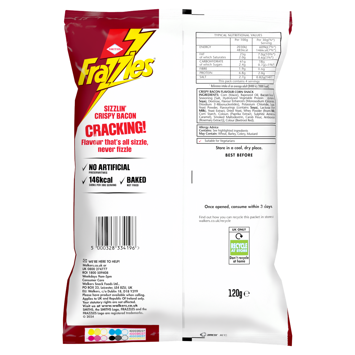 Smiths Frazzles Bacon Crisps Sharing Bag 120g