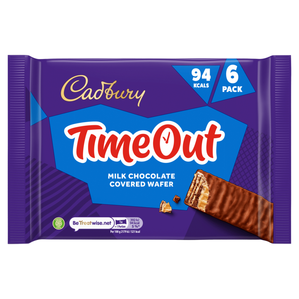 Cadbury Timeout Milk Chocolate Covered Wafer 6 x 18g (108g)