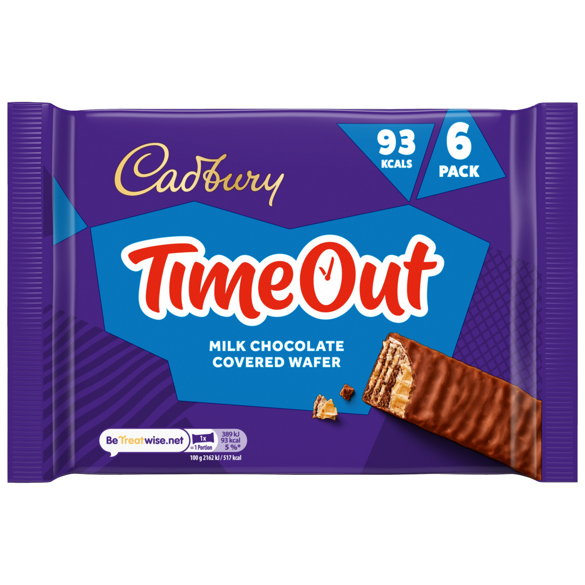 Cadbury Timeout Milk Chocolate Covered Wafer Biscuit Bars Multipack 108g (6 x 18g)