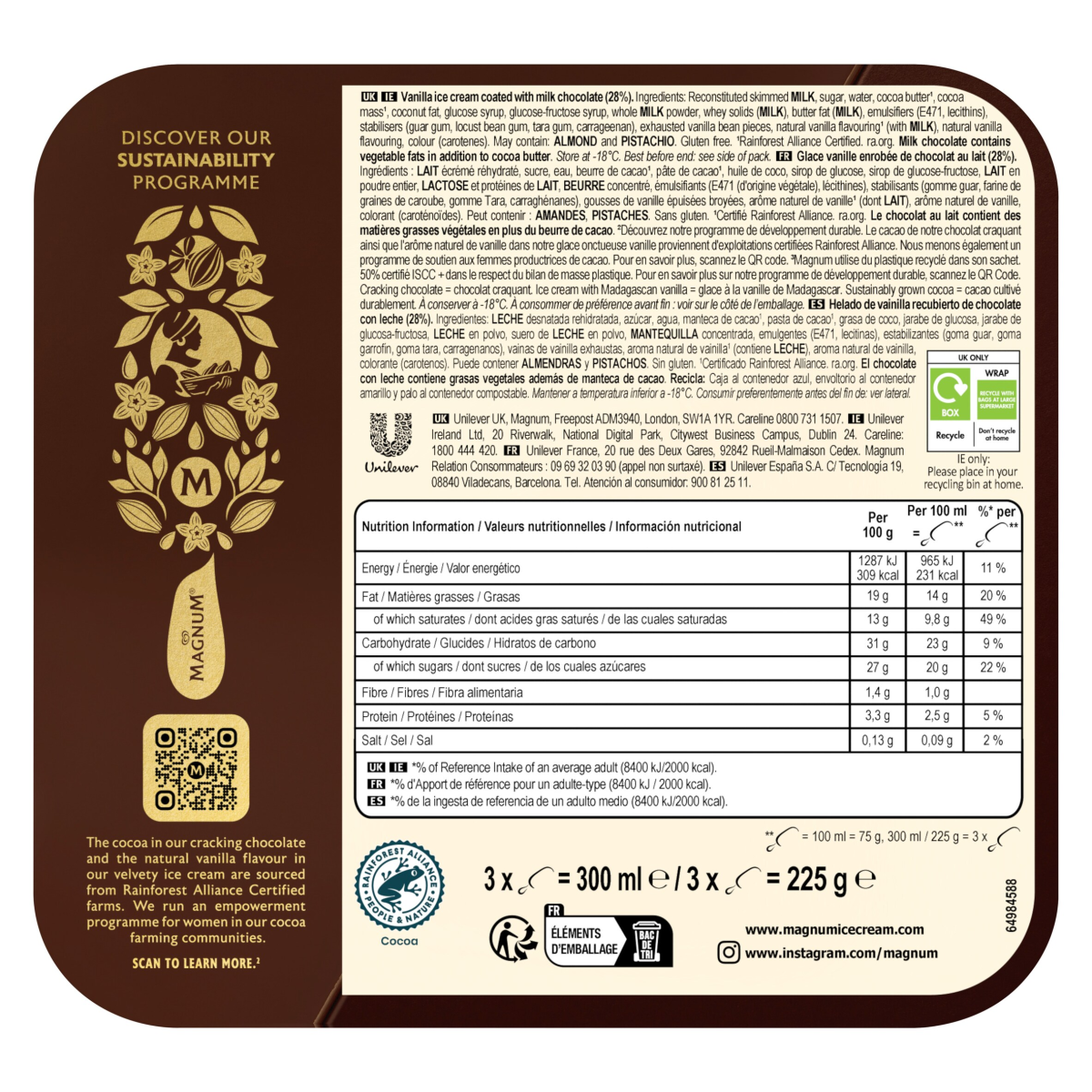 Magnum Ice Cream Sticks Classic 3x 100 ml