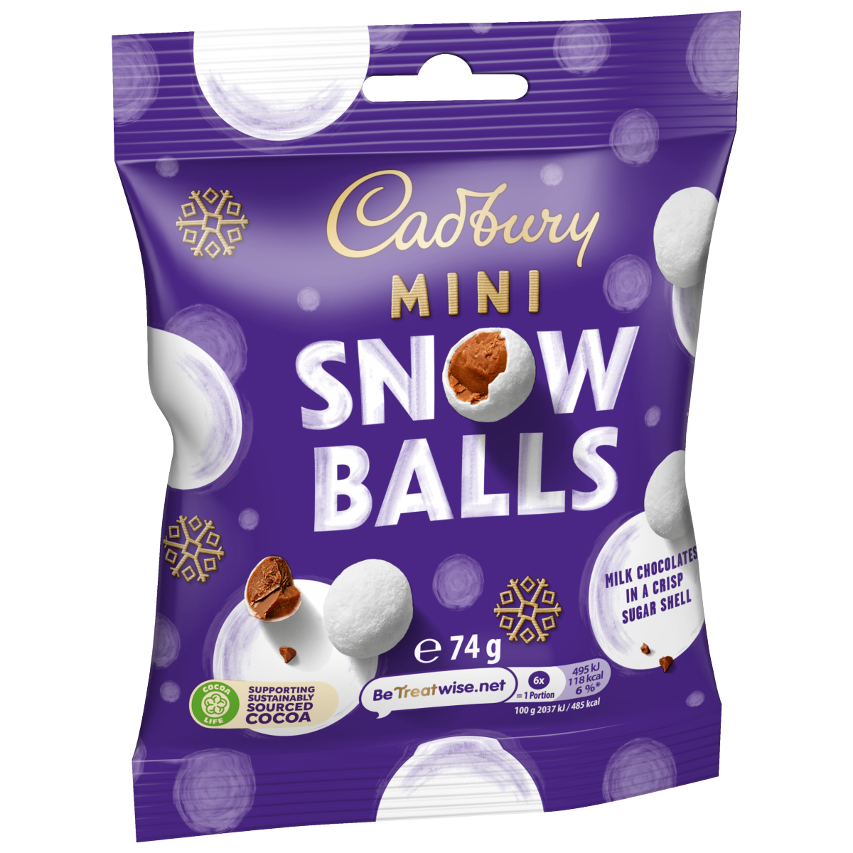Cadbury Dairy Milk Chocolate Mini Snow Balls 74g