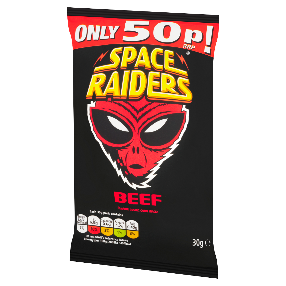 Space Raiders Beef Flavour Cosmic Corn Snacks 30g