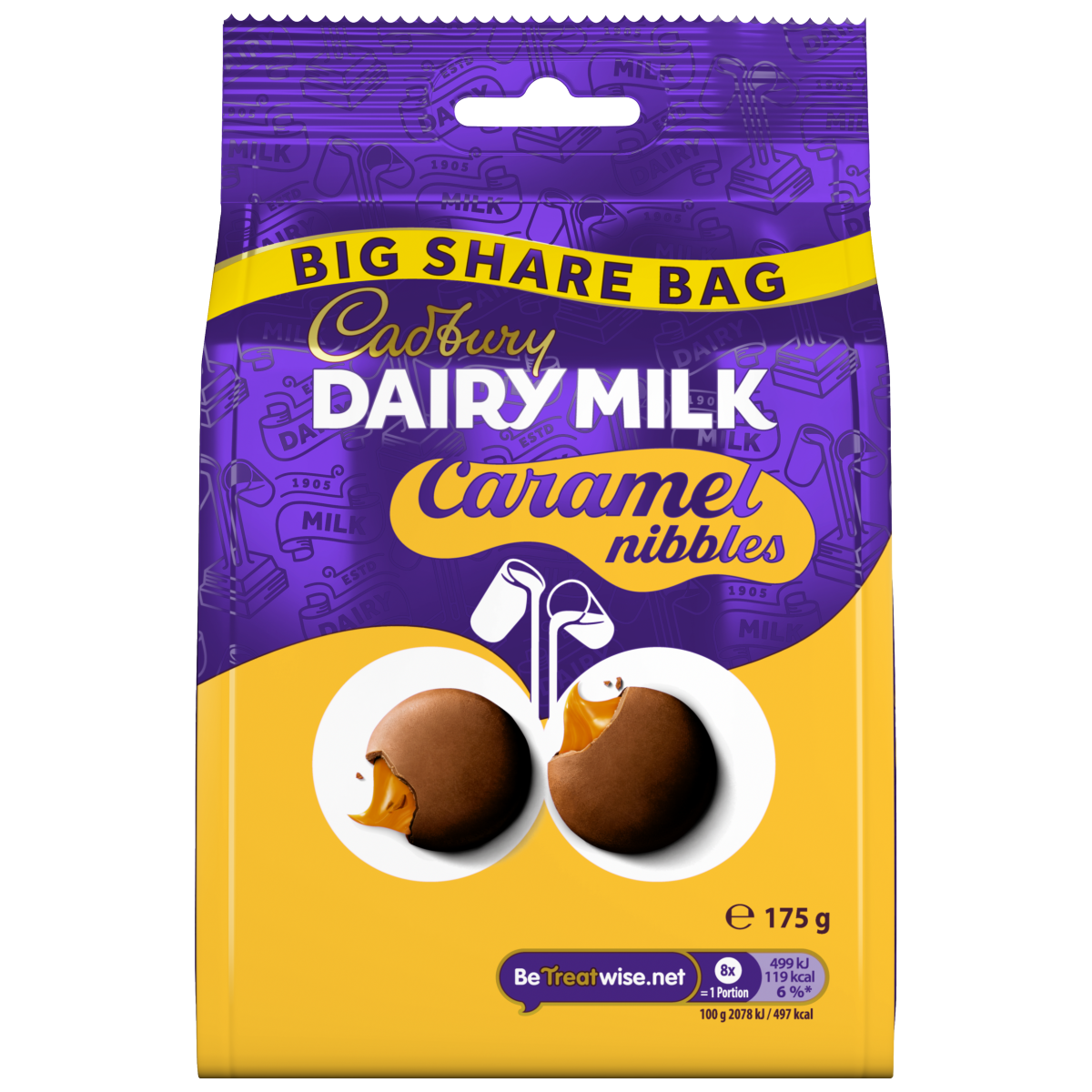 Cadbury Dairy Milk Caramel Nibbles Chocolate Large Sharing Bag 175 g