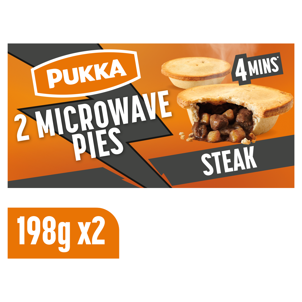 Pukka 2 Microwaveable Pies Steak