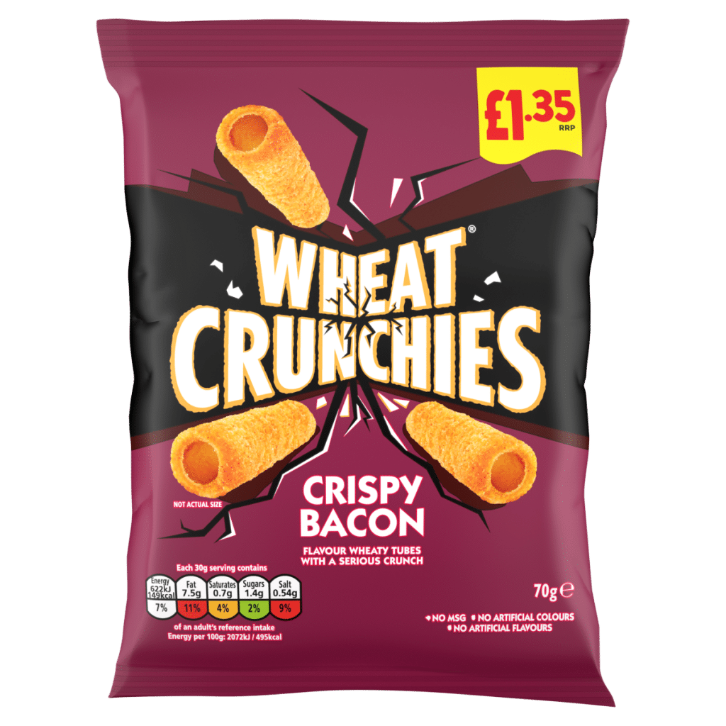 Wheat Crunchies Crispy Bacon Flavour Wheaty Tubes 70g