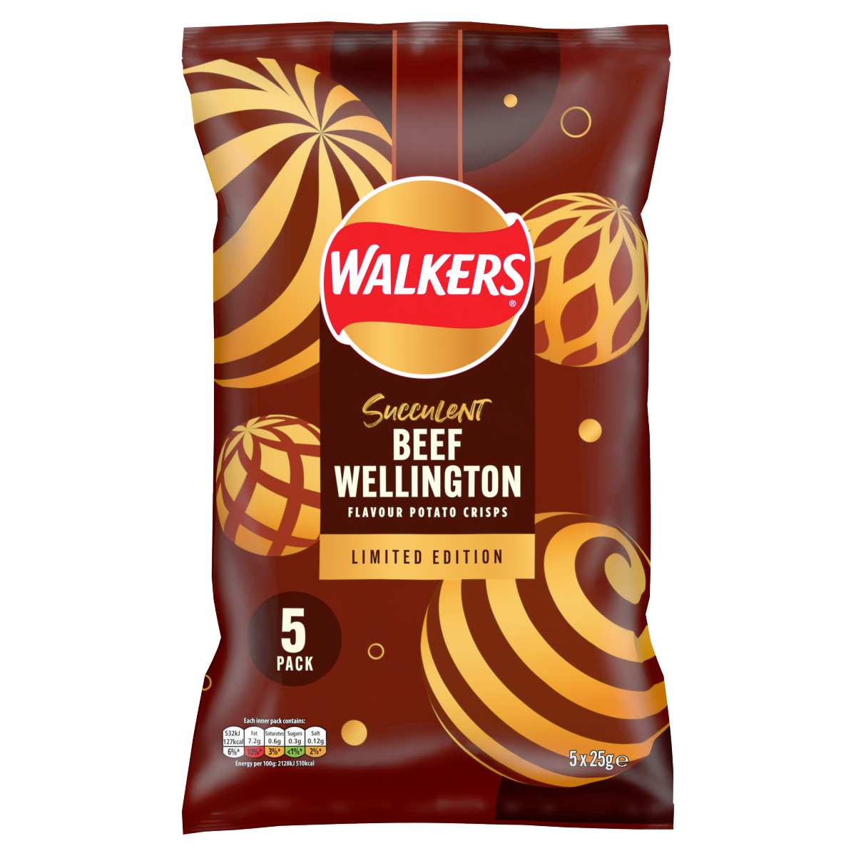 Walkers Limited Edition Beef Wellington Multipack Crisps 5x25g
