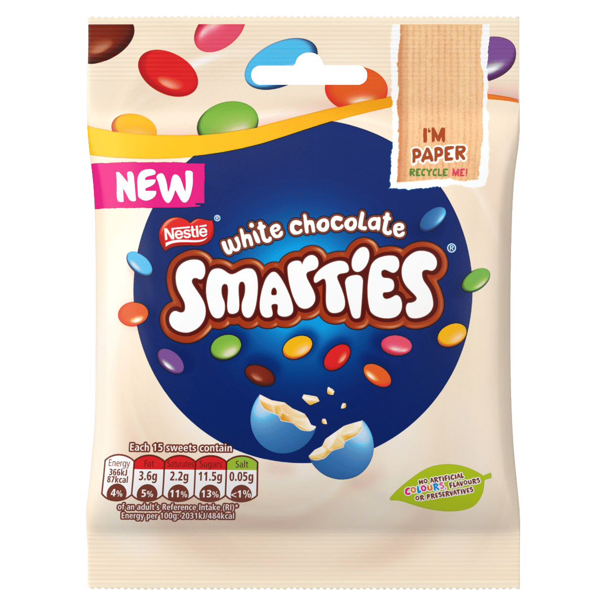 Smarties White Chocolate Sharing Bag 100g One Stop