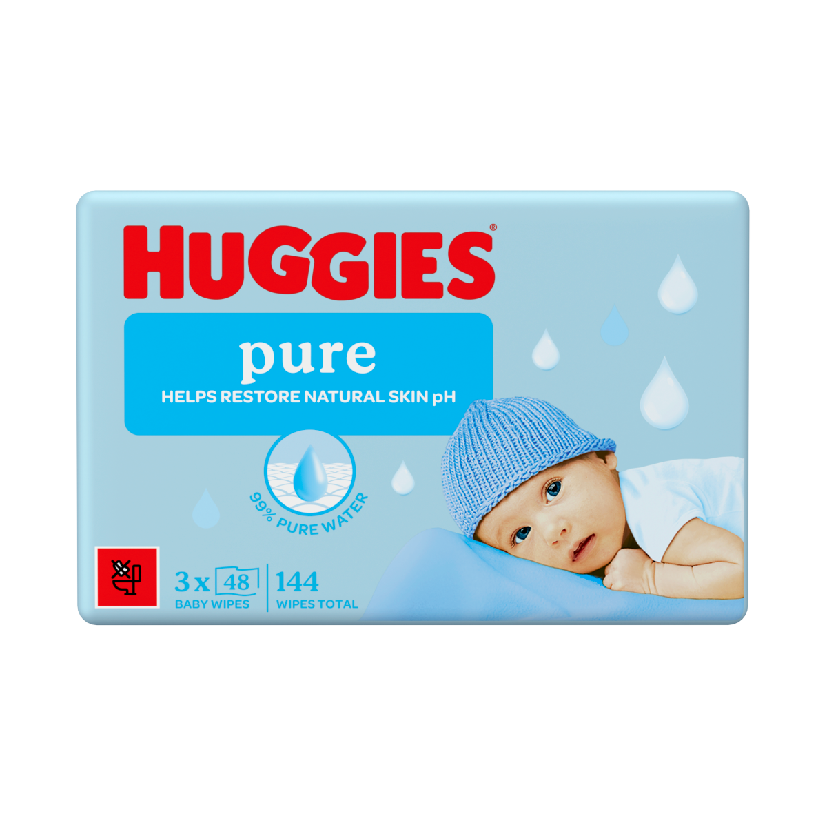 Huggies Pure Baby Wipes 3 x 48 (144)