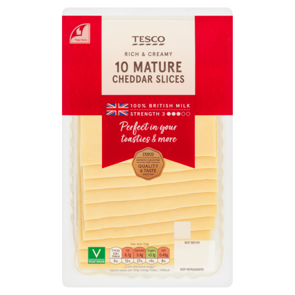 Tesco 10 Mature Cheddar Slices 250g