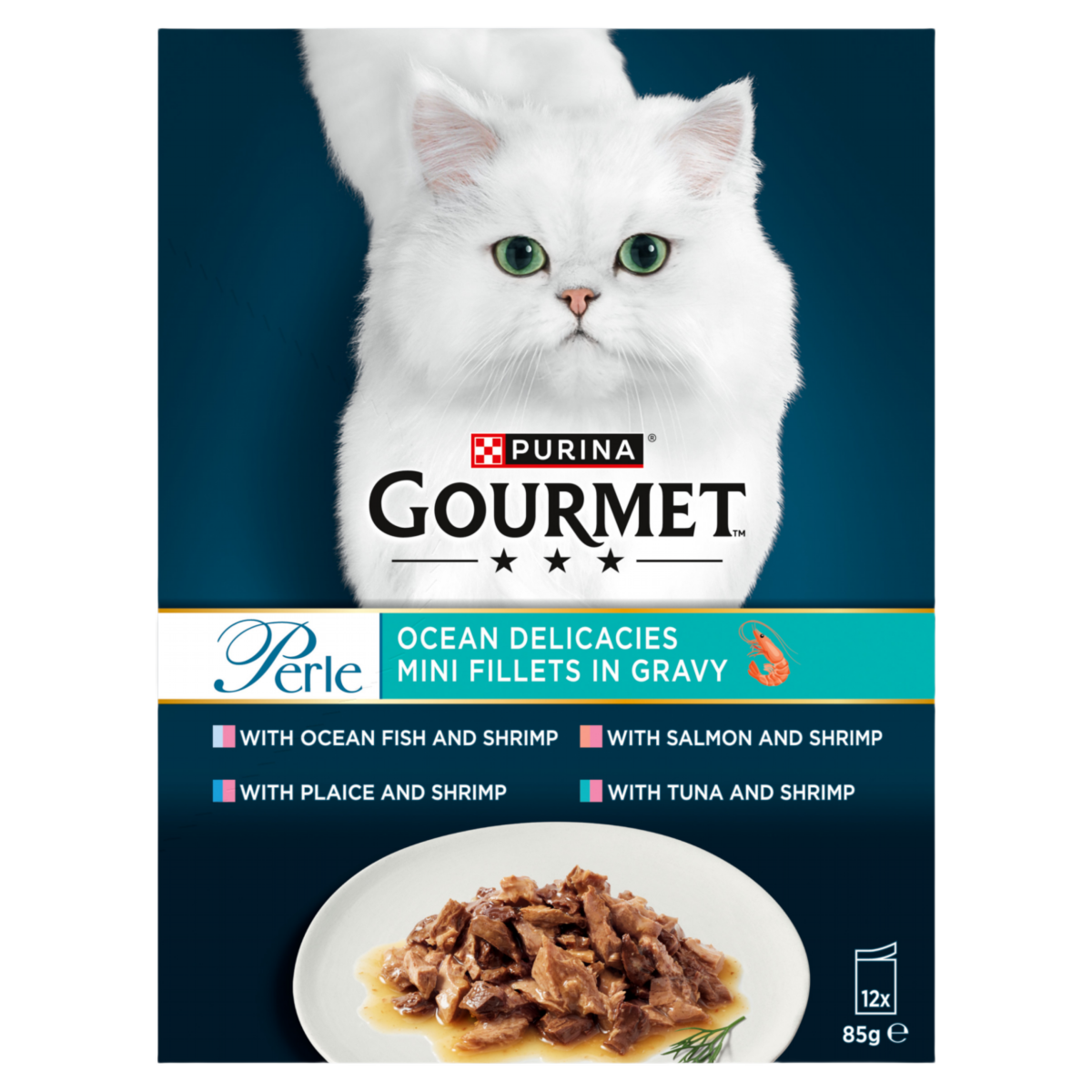 GOURMET Perle Ocean Delicacies in Gravy Wet Cat Food 12x85g