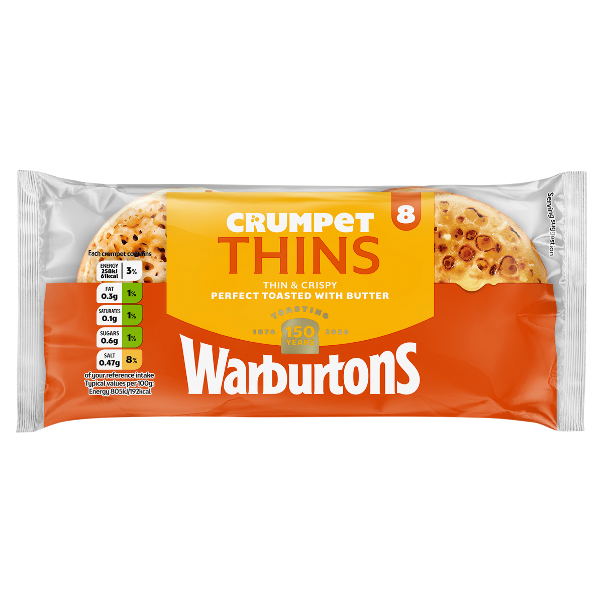 Warburtons 8 Crumpet Thins