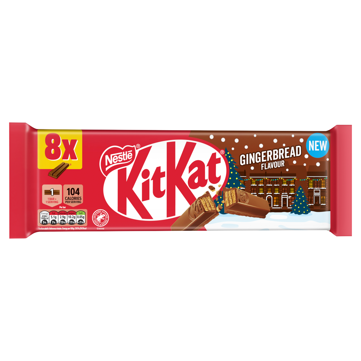 KitKat 2 Finger Gingerbread Flavour Bars 8 x 20.7g (165.6g)
