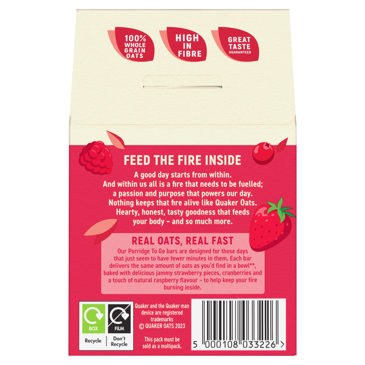 Quaker Porridge To Go Mixed Berries Breakfast Bars 2x55g