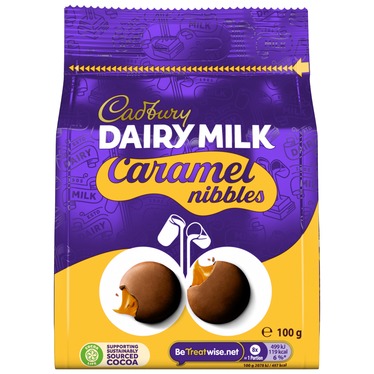 Cadbury Dairy Milk Chocolate Caramel Nibbles Bag 100g