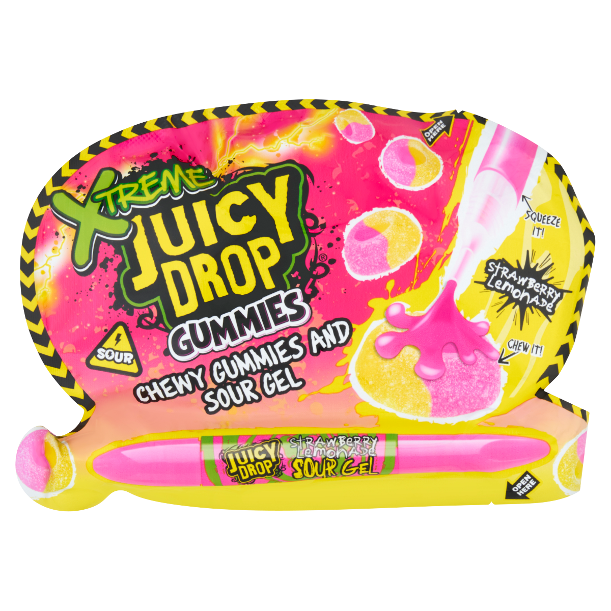 Xtreme Strawberry Lemonade Juicy Drop Chewy Gummies and Sour Gel 57g
