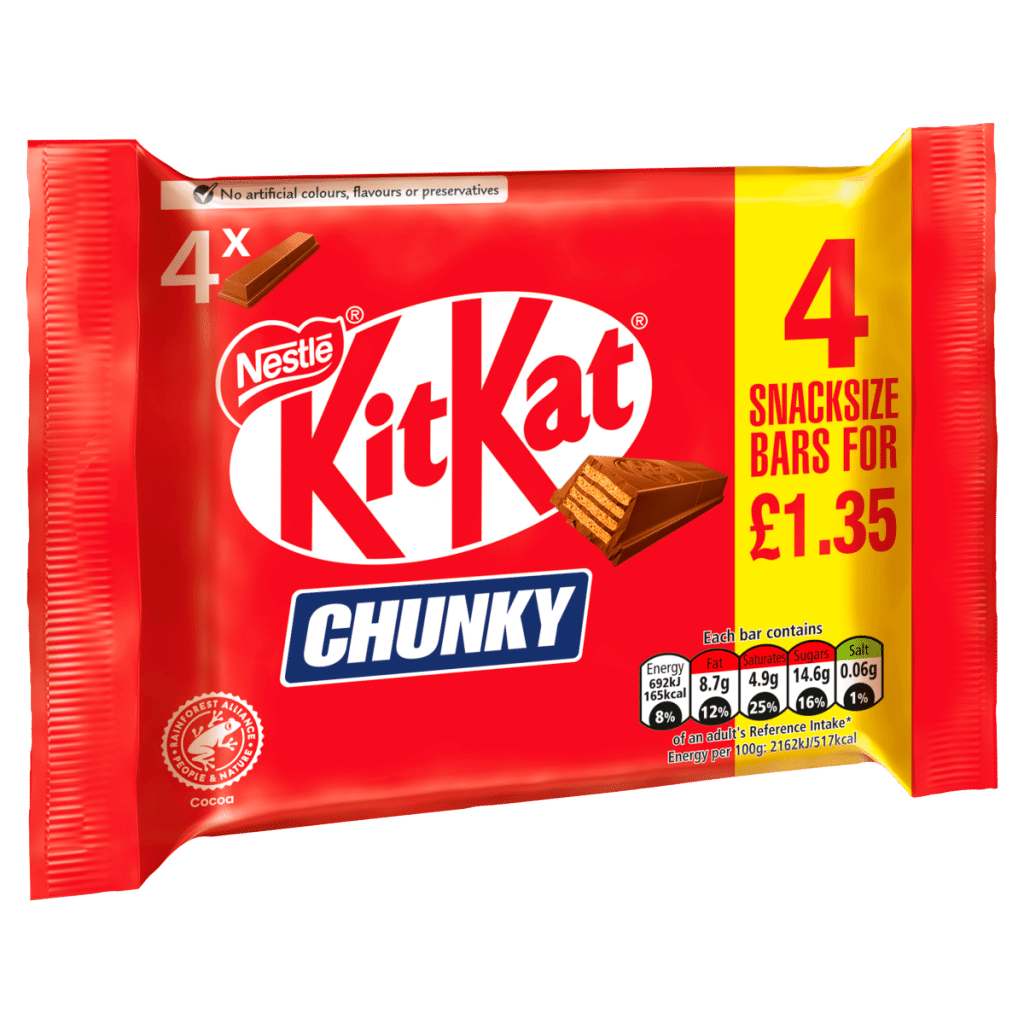 KitKat Chunky Snacksize Bars 4 x 32g (128g)