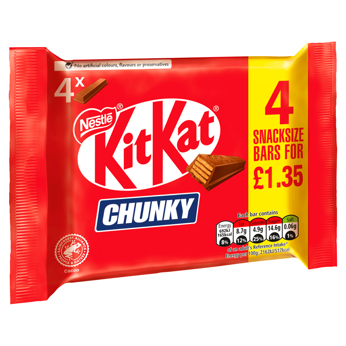 KitKat Chunky Snacksize Bars 4 x 32g (128g)