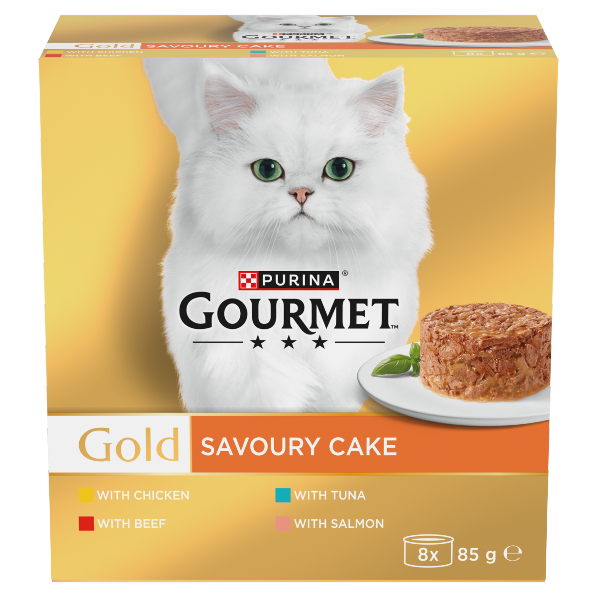 GOURMET Gold Savoury Cake Meat and Fish Variety Wet Cat Food 8x85g