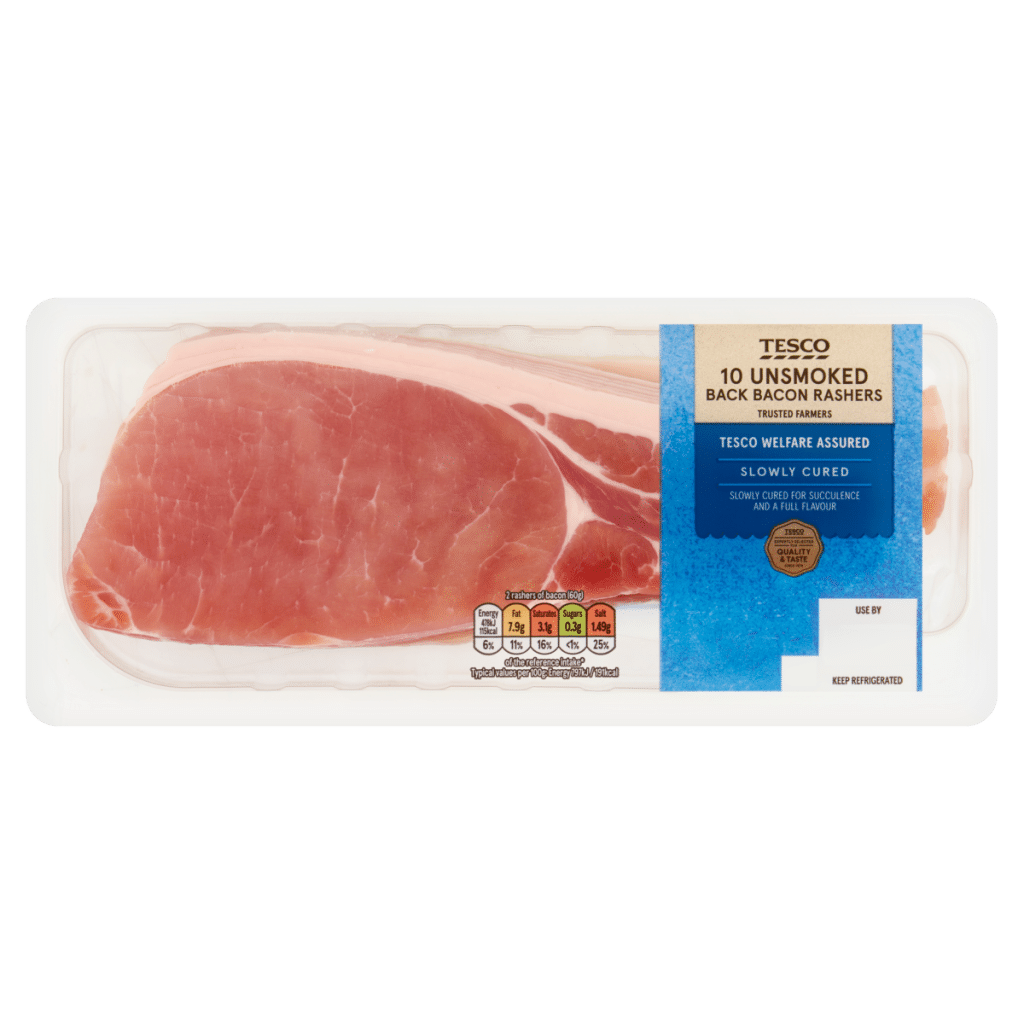Tesco 10 Unsmoked Back Bacon Rashers 300g