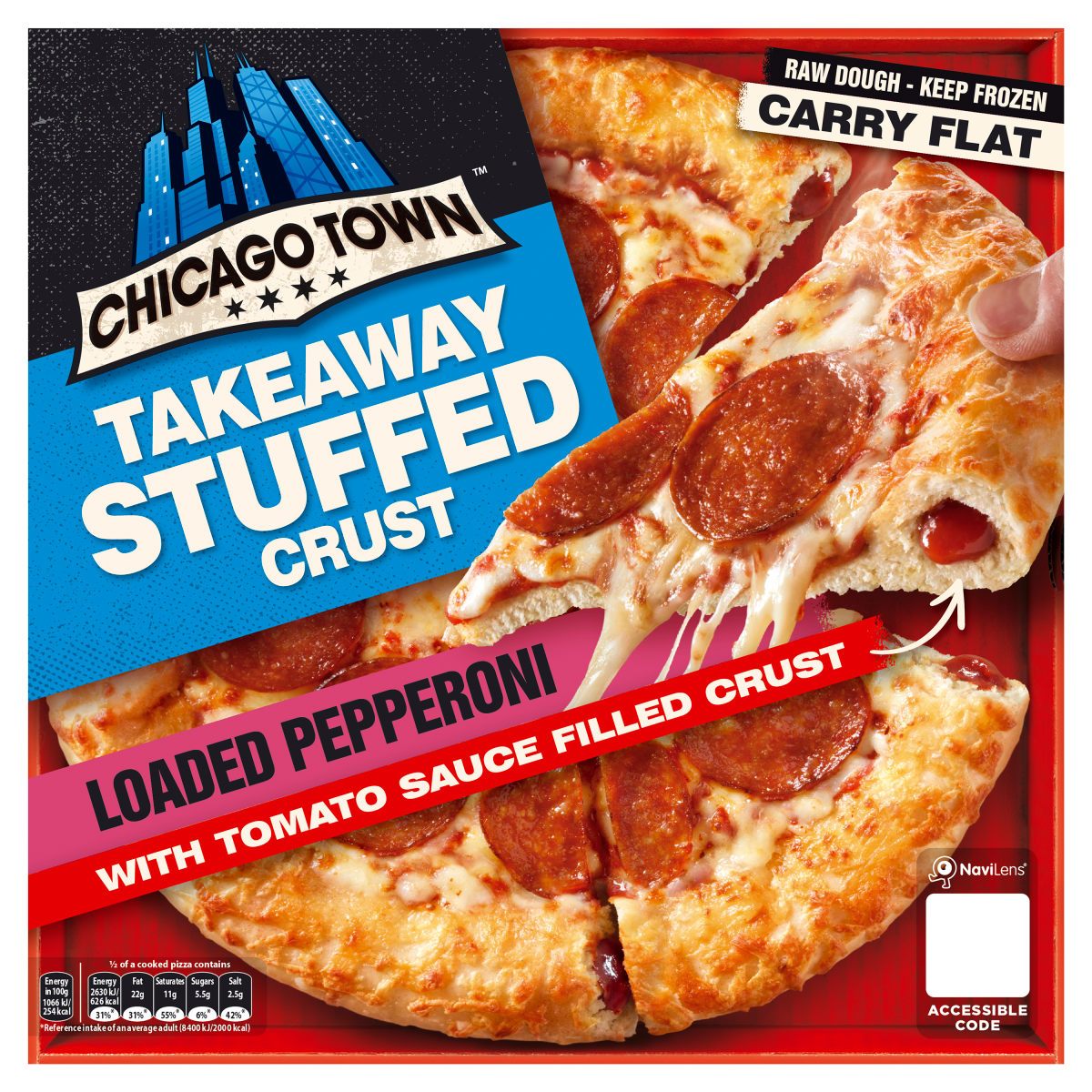 Chicago Town Takeaway Stuffed Crust Loaded Pepperoni Pizza 490g