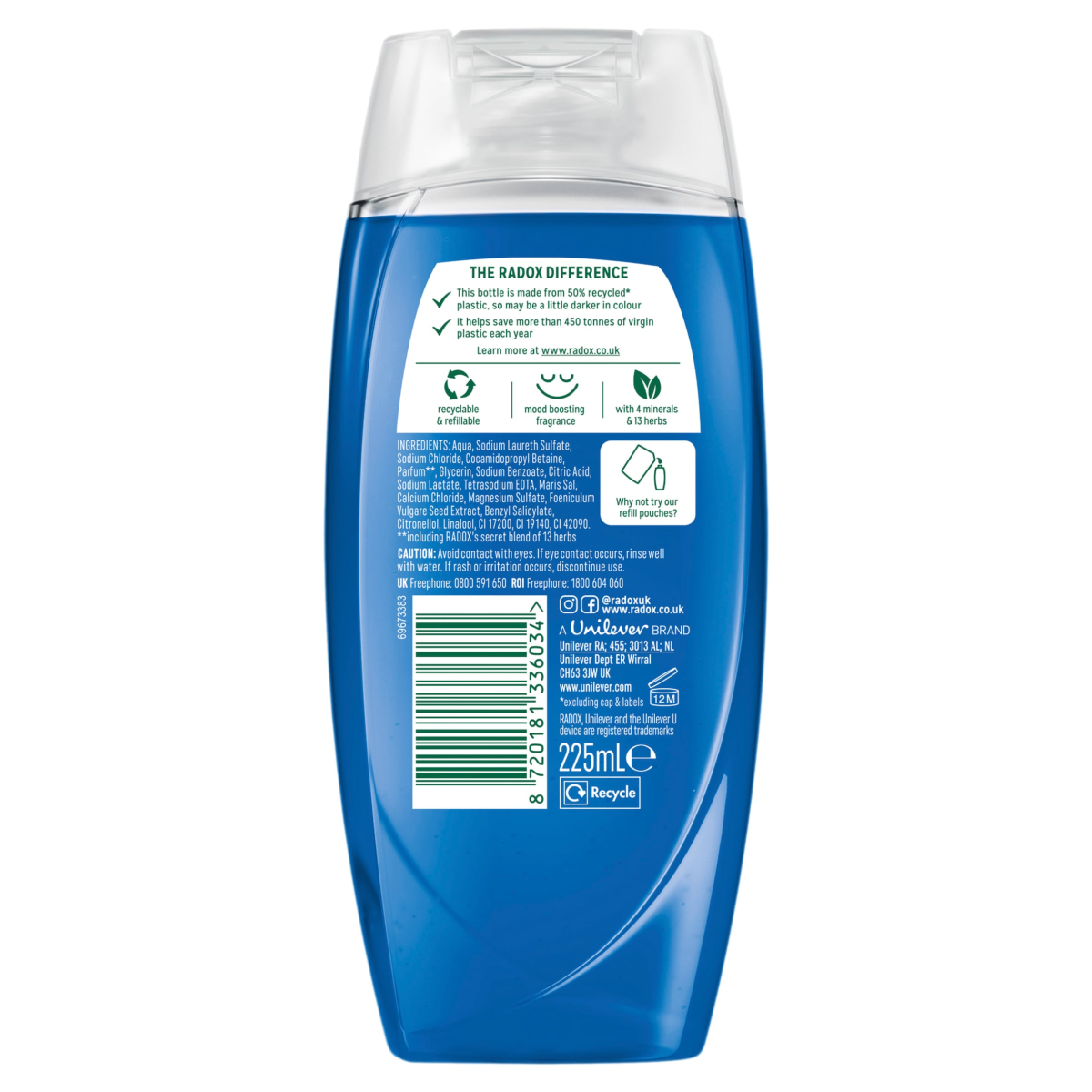Radox Mineral Therapy 2-in-1 Shower Gel & Shampoo Feel Awake 225 ml