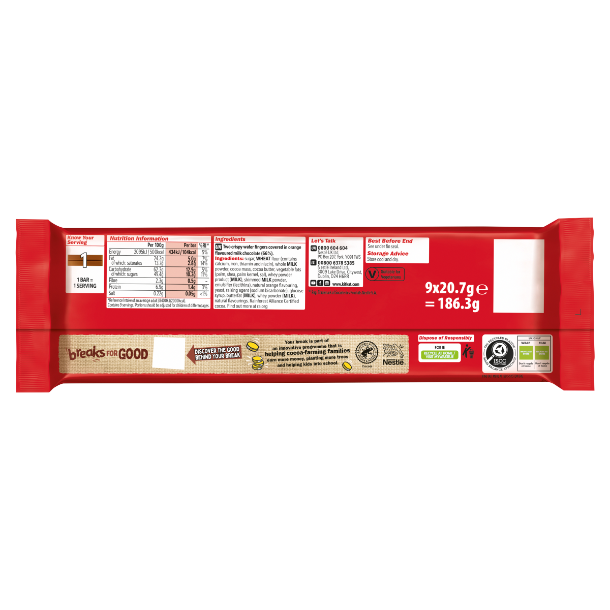 KitKat 2 Finger Orange 9 x 20.7g (186.3g)