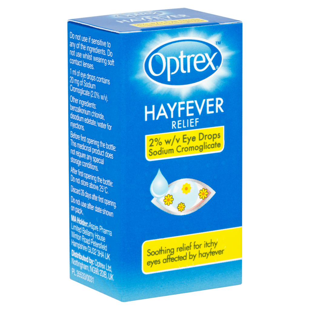 Optrex Hayfever Relief 2% w/v Eye Drops Sodium Cromoglicate 10ml