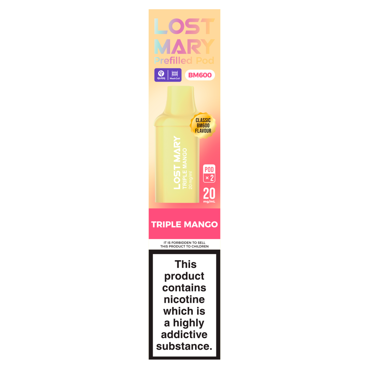 Lost Mary BM600 2 Triple Mango Prefilled Pod 20mg/ml