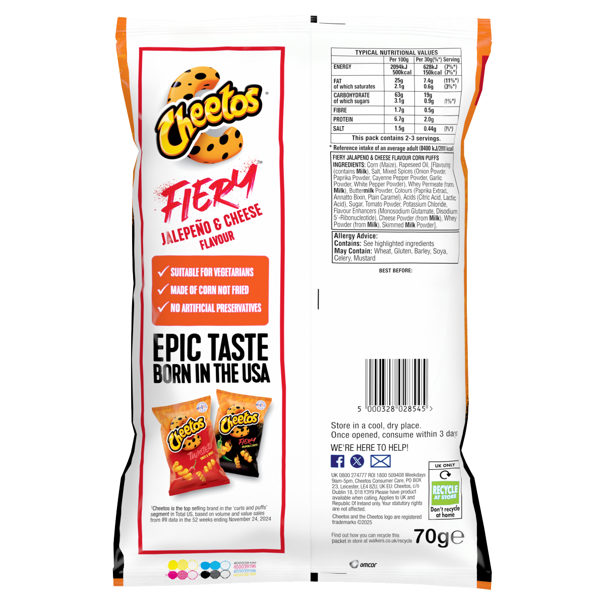 Cheetos Fiery Jalapeno & Cheese Sharing Crisps 70g PMP RRP £1.49