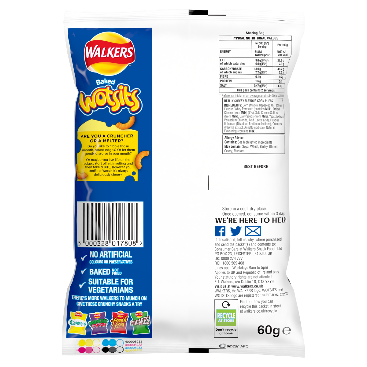 Walkers Wotsits Cheese Snacks Crisps £1.25 RRP PMP 60g